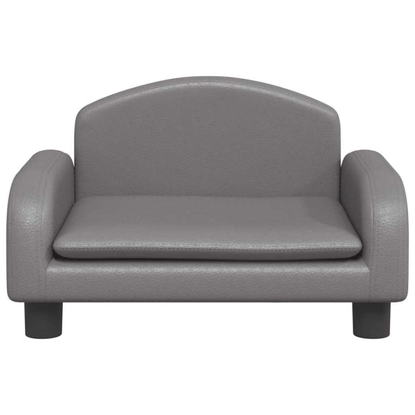 Kindersofa Grau Kunstleder 50x40x30 cm