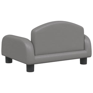 Kindersofa Grau Kunstleder 50x40x30 cm