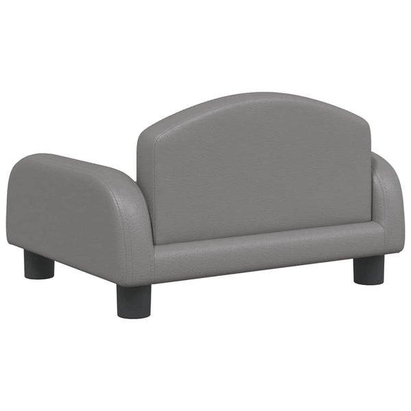 Kindersofa Grau Kunstleder 50x40x30 cm