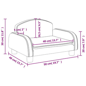 Kindersofa Grau Kunstleder 50x40x30 cm
