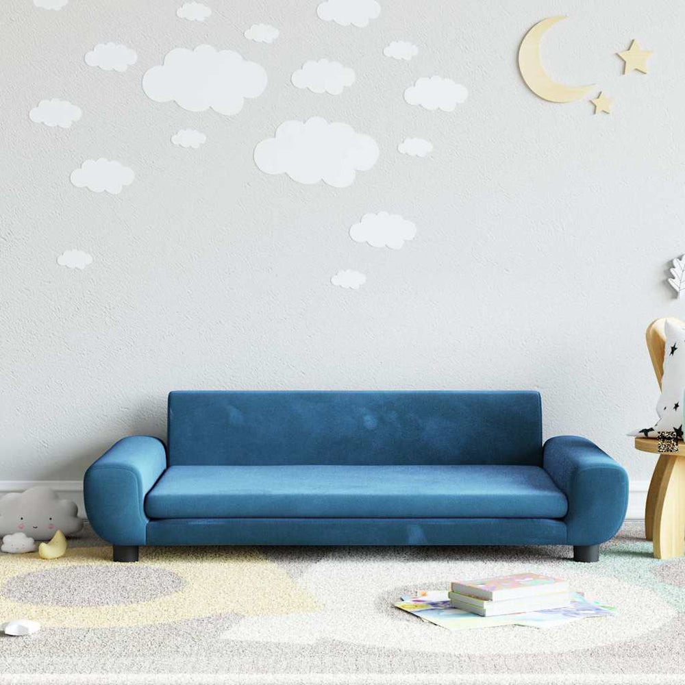 Blaues Kindersofa Samt 100x54x33 cm