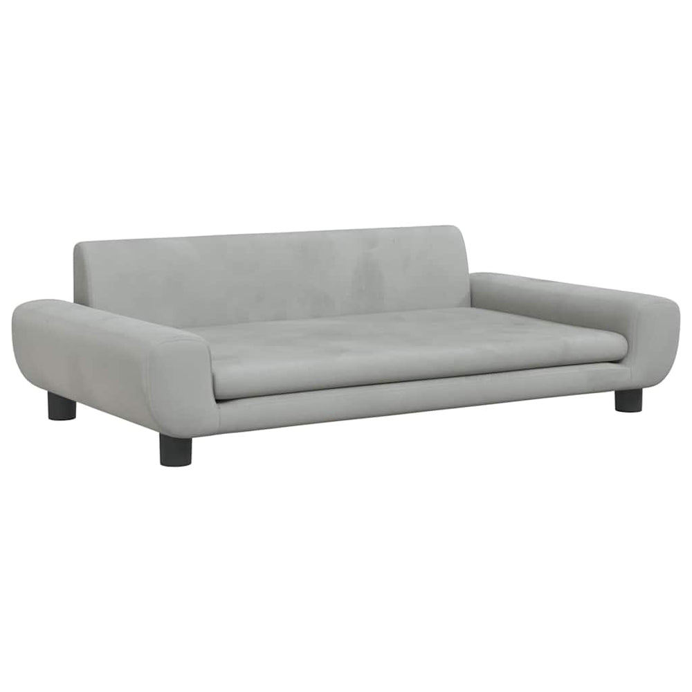 Kindersofa Hellgrau Samt 100 cm