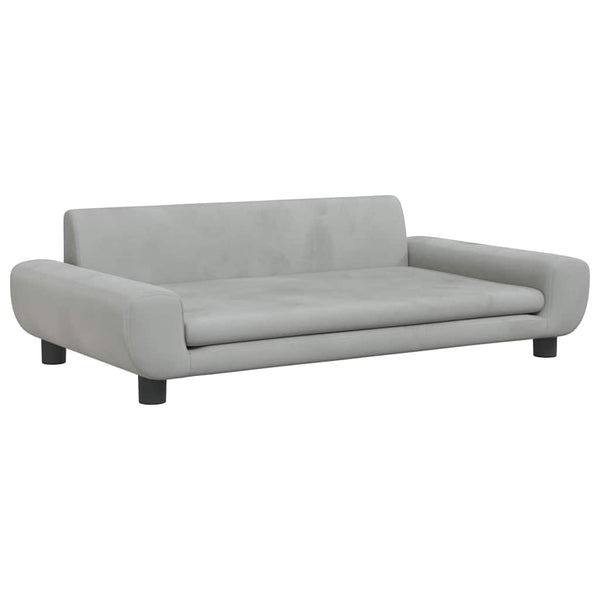 Kindersofa Hellgrau Samt 100 cm