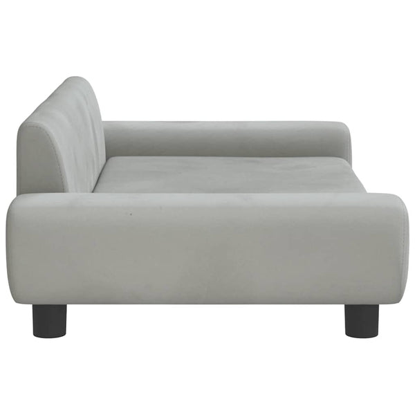 Kindersofa Hellgrau Samt 100 cm