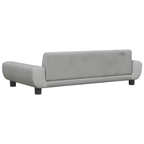 Kindersofa Hellgrau Samt 100 cm