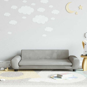 Kindersofa Hellgrau Samt 100 cm