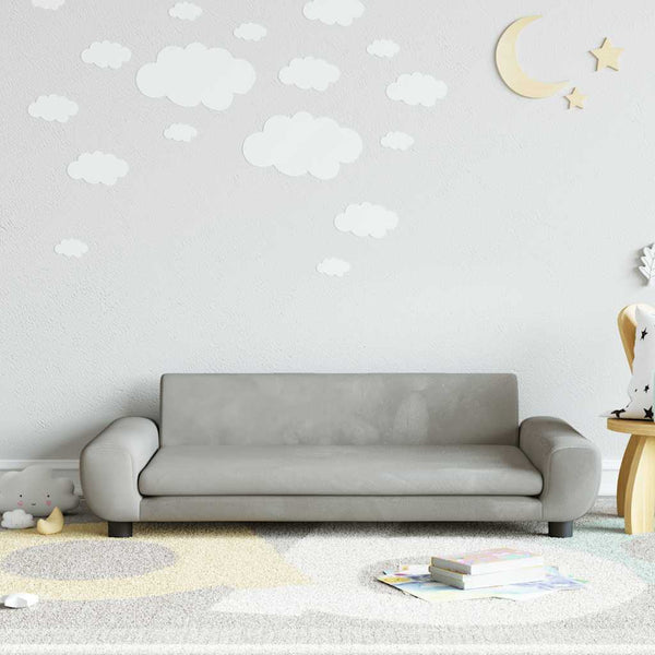 Kindersofa Hellgrau Samt 100 cm