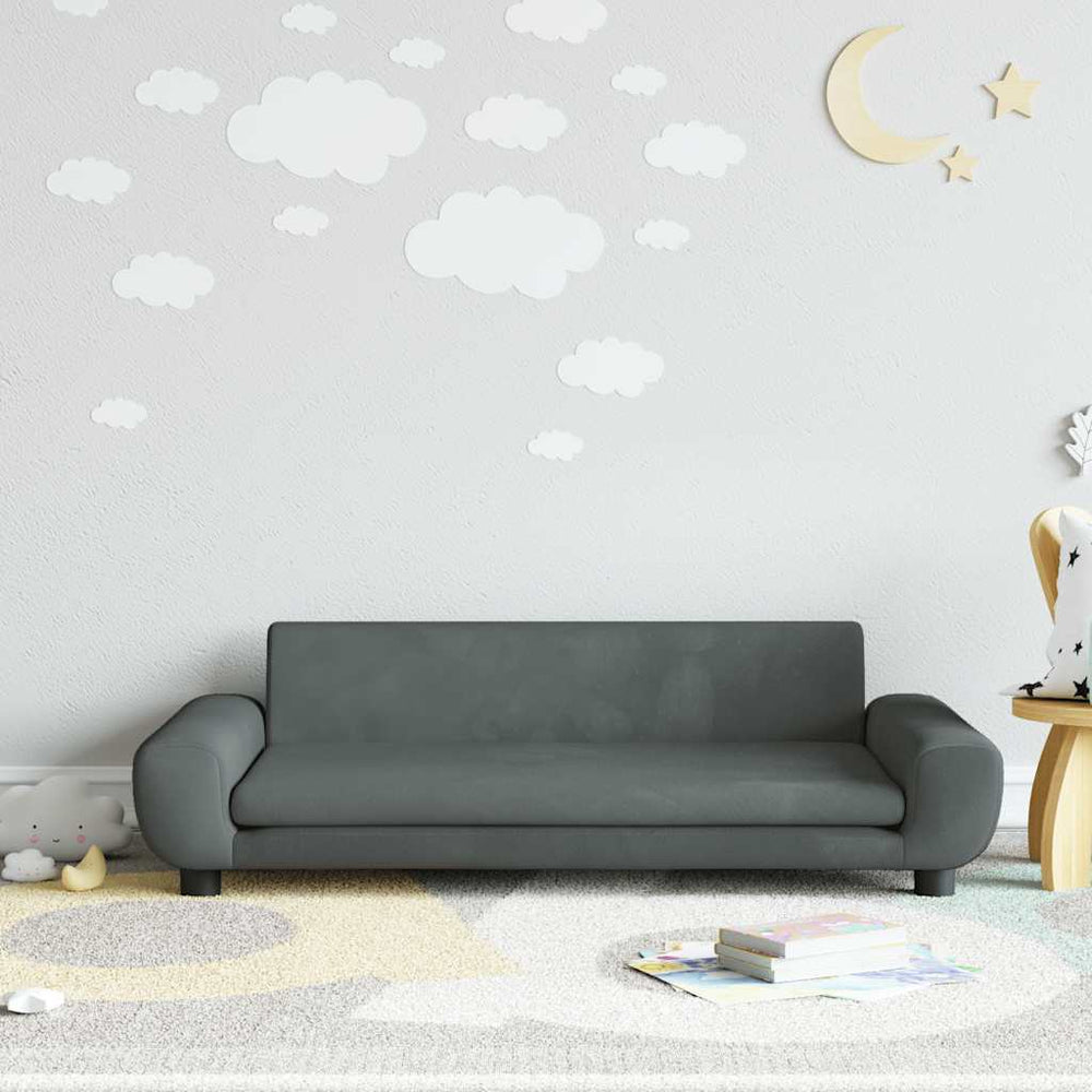 Kindersofa Dunkelgrau Samt 100x54x33 cm