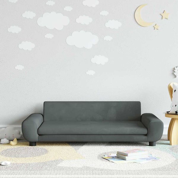 Kindersofa Dunkelgrau Samt 100x54x33 cm