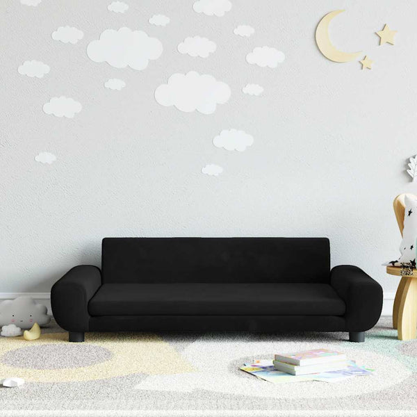 Schwarzes Kindersofa Samt 100x54x33 cm