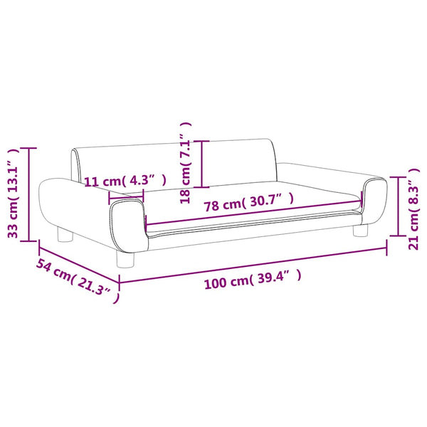 Kindersofa Braun Samt 100x54x33 cm