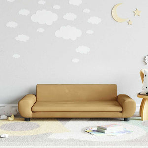 Kindersofa Braun Samt 100x54x33 cm