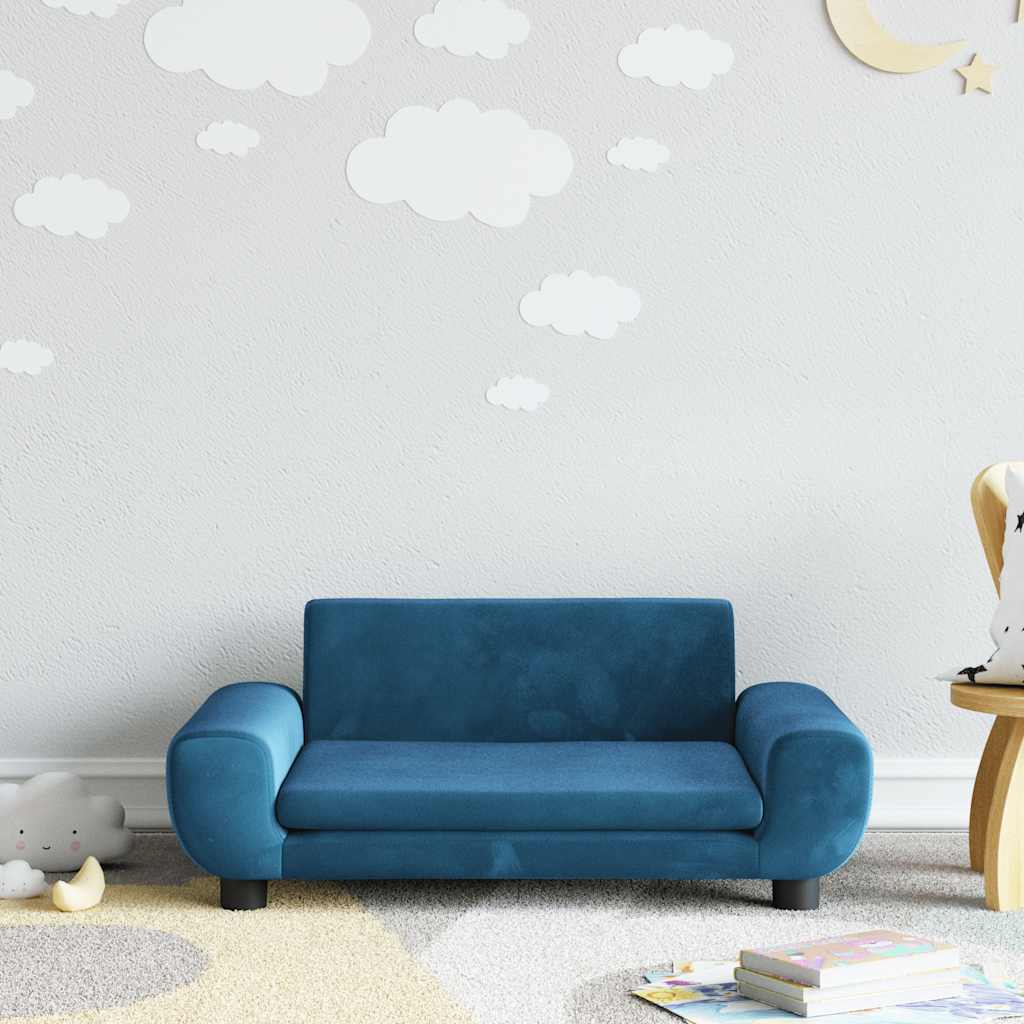 Blaues Kindersofa Samt 70x45x33 cm
