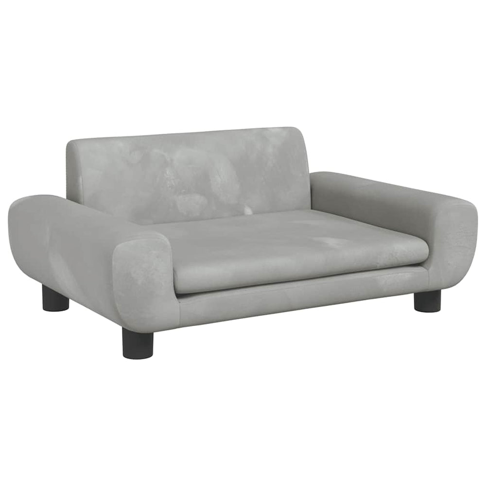 Kindersofa Hellgrau Samt 70x45x33 cm