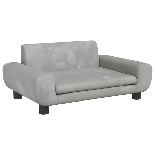 Kindersofa Hellgrau Samt 70x45x33 cm