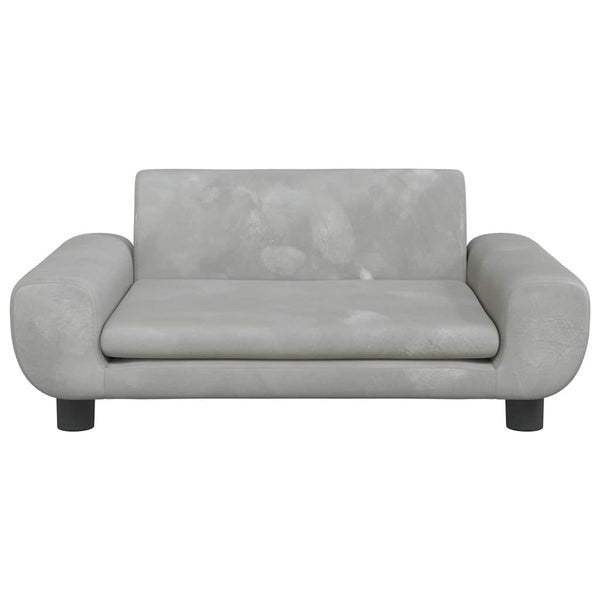 Kindersofa Hellgrau Samt 70x45x33 cm
