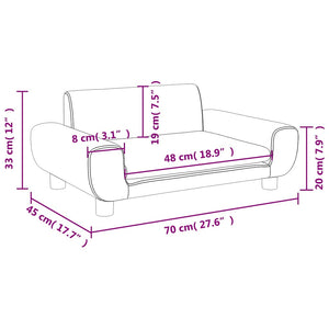 Kindersofa Hellgrau Samt 70x45x33 cm