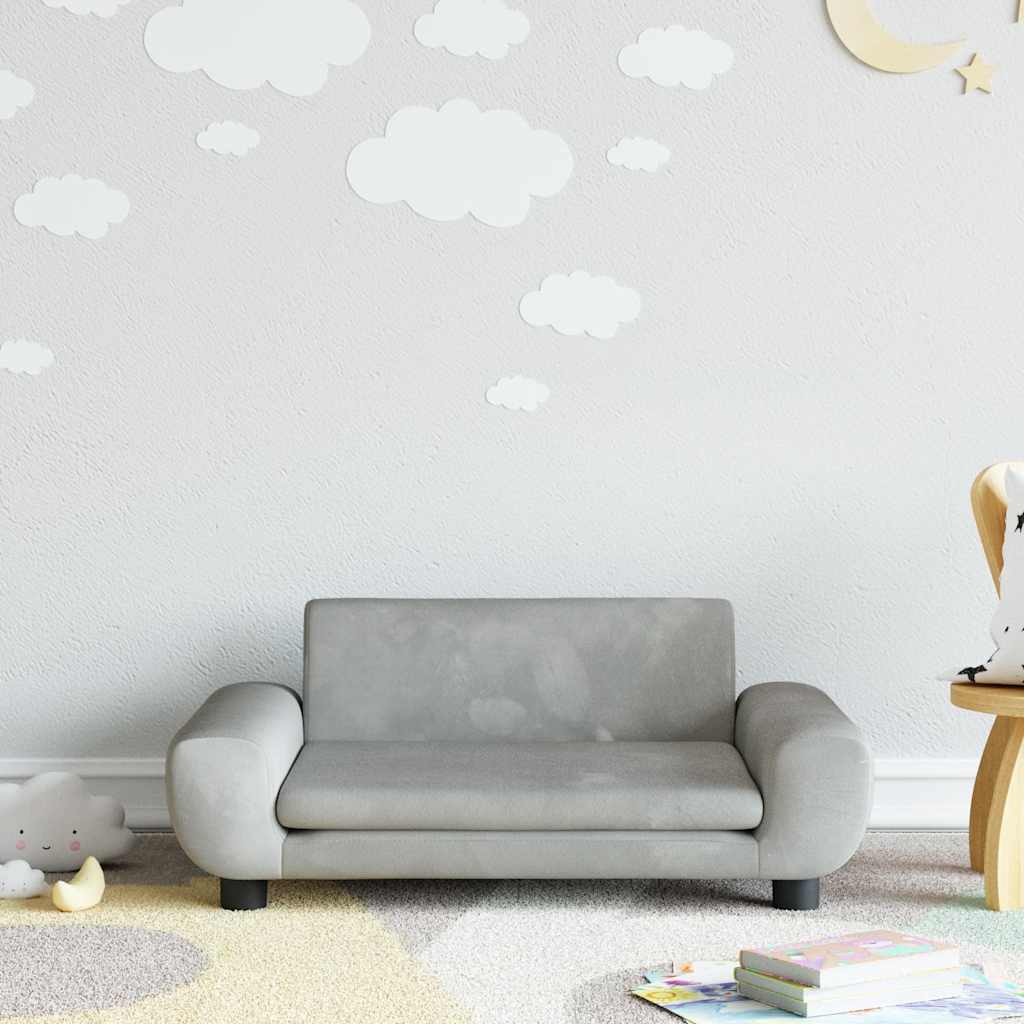 Kindersofa Hellgrau Samt 70x45x33 cm