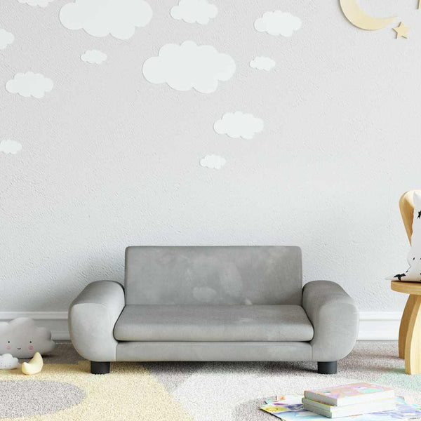 Kindersofa Hellgrau Samt 70x45x33 cm