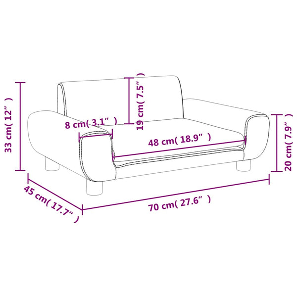Kindersofa Dunkelgrau Samt 70x45x33 cm