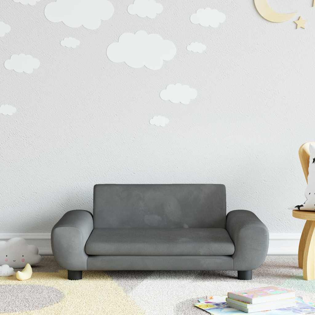 Kindersofa Dunkelgrau Samt 70x45x33 cm