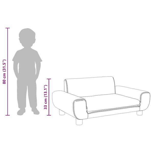 Kindersofa Schwarz Samt 70x45x33 cm
