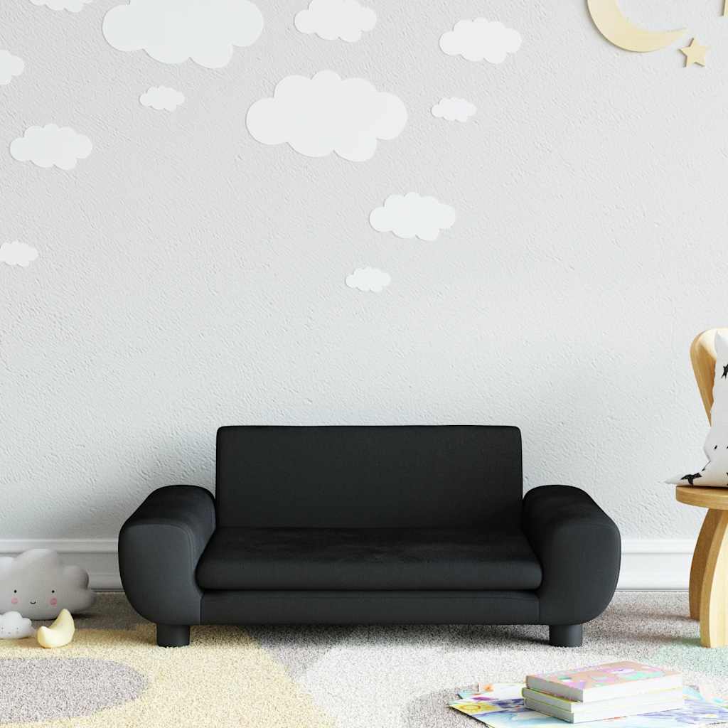 Kindersofa Schwarz Samt 70x45x33 cm