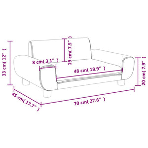 Braun Samt Kindersofa 70x45x33 cm