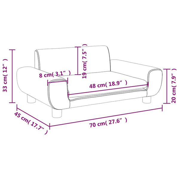 Braun Samt Kindersofa 70x45x33 cm