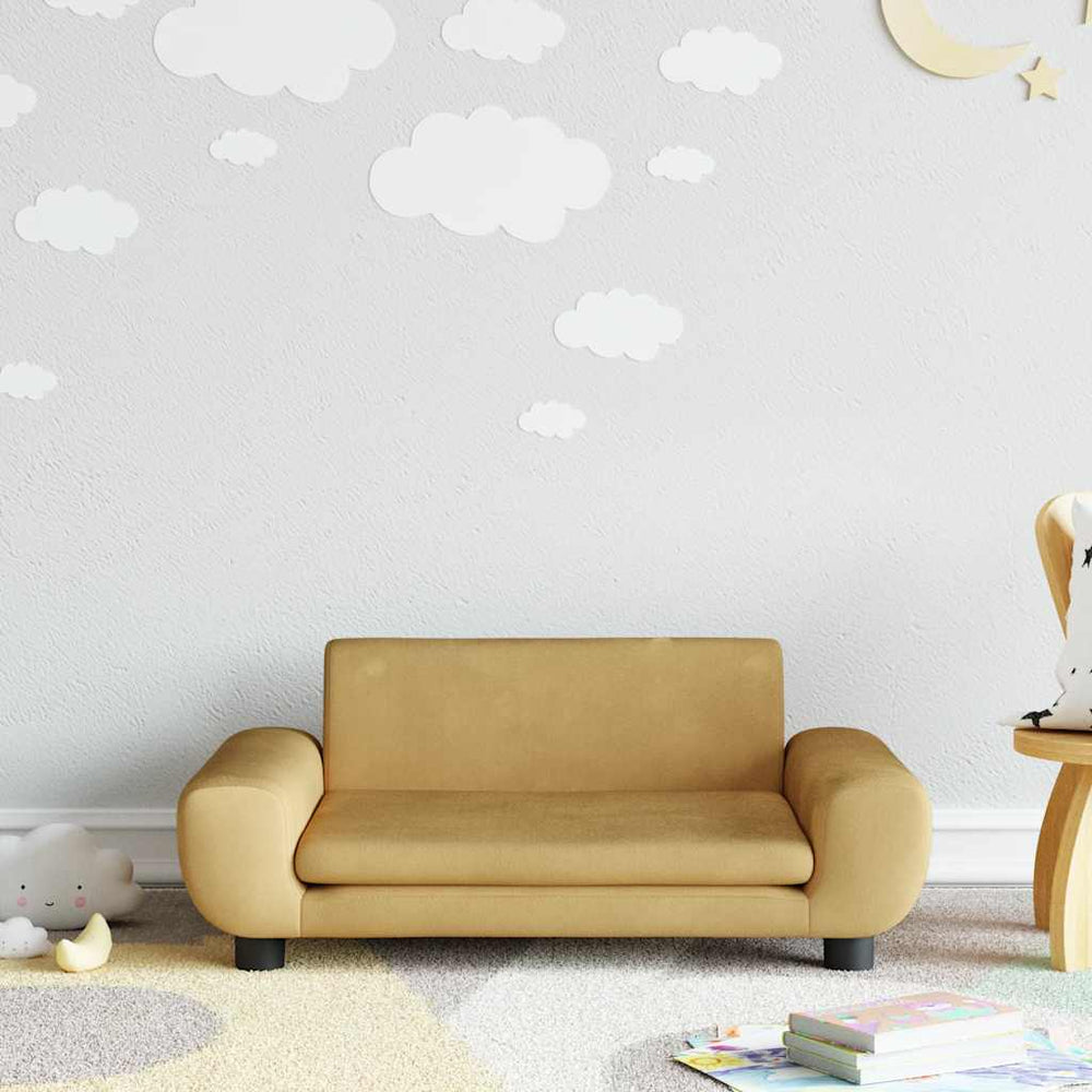 Braun Samt Kindersofa 70x45x33 cm