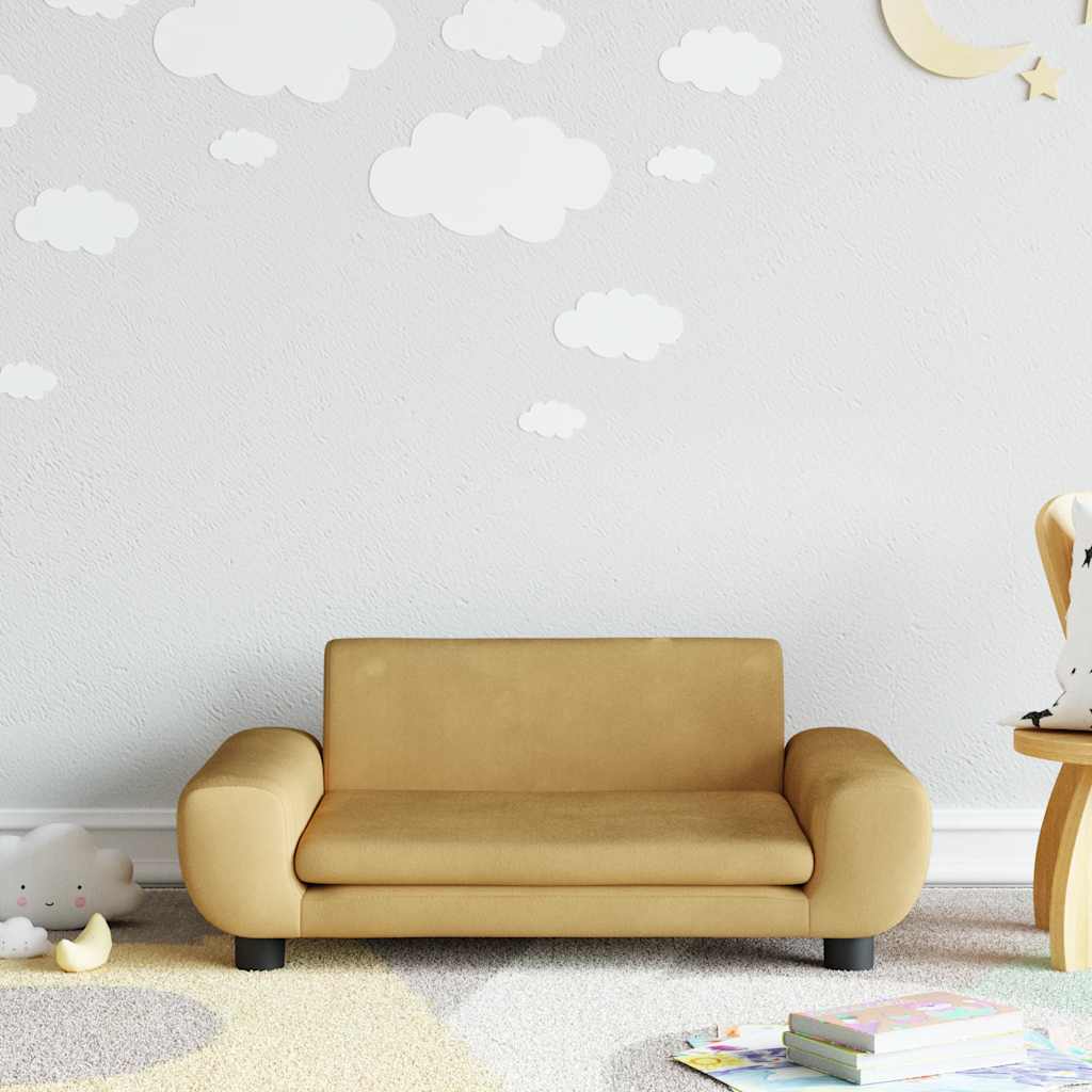 Braun Samt Kindersofa 70x45x33 cm
