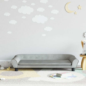 Kindersofa Hellgrau Samt 100x50x26 cm