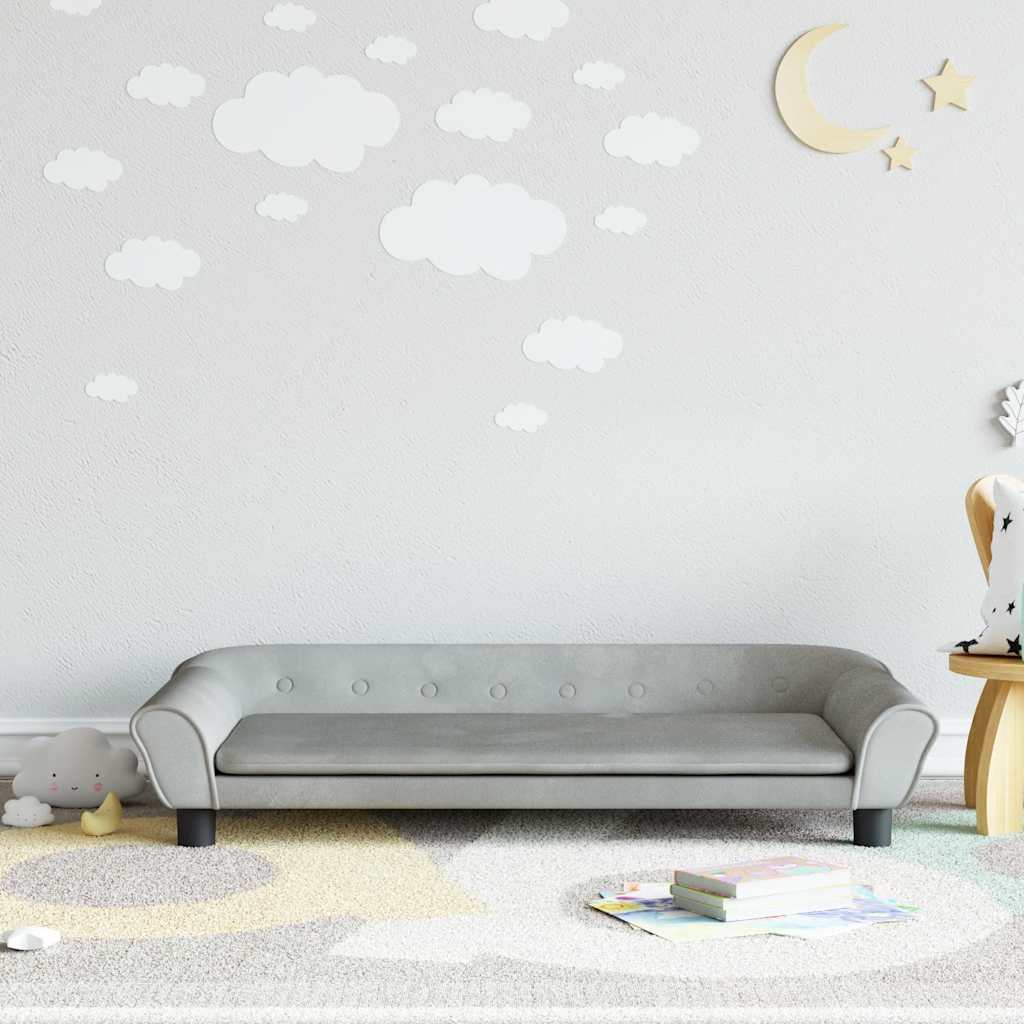 Kindersofa Hellgrau Samt 100x50x26 cm