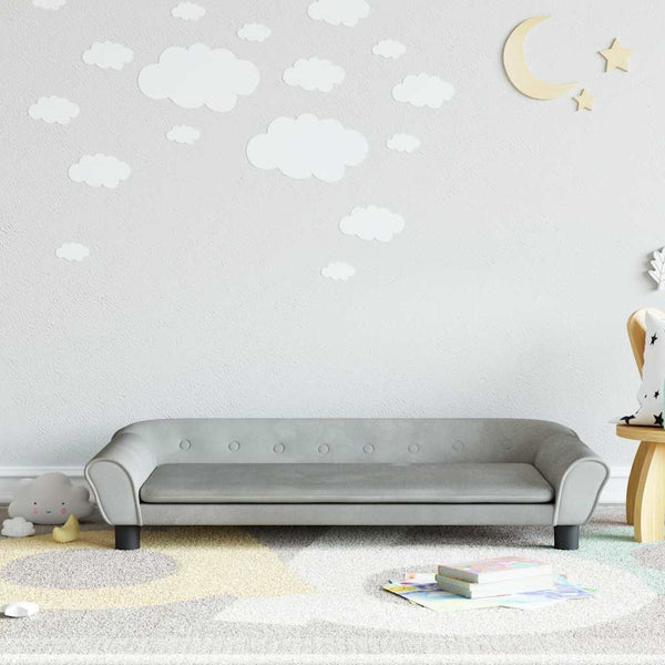 Kindersofa Hellgrau Samt 100x50x26 cm