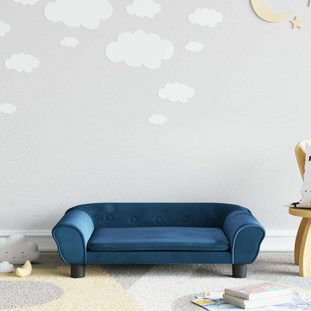 Blaues Kindersofa Samt 70x45x26 cm