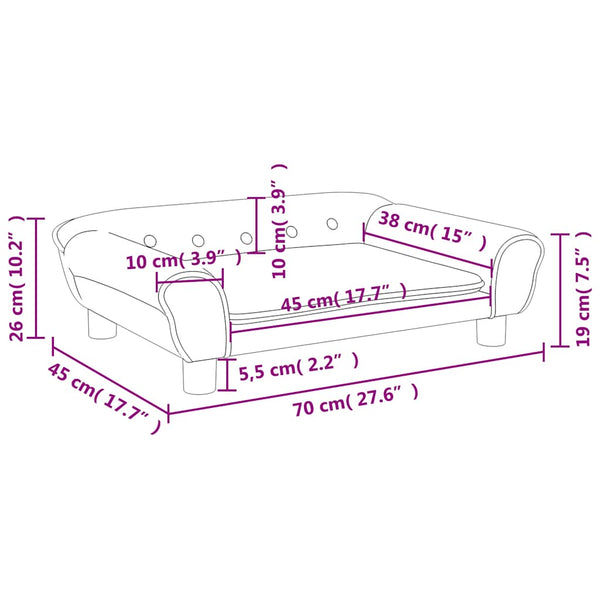 Kindersofa Dunkelgrau Samt 70x45x26 cm