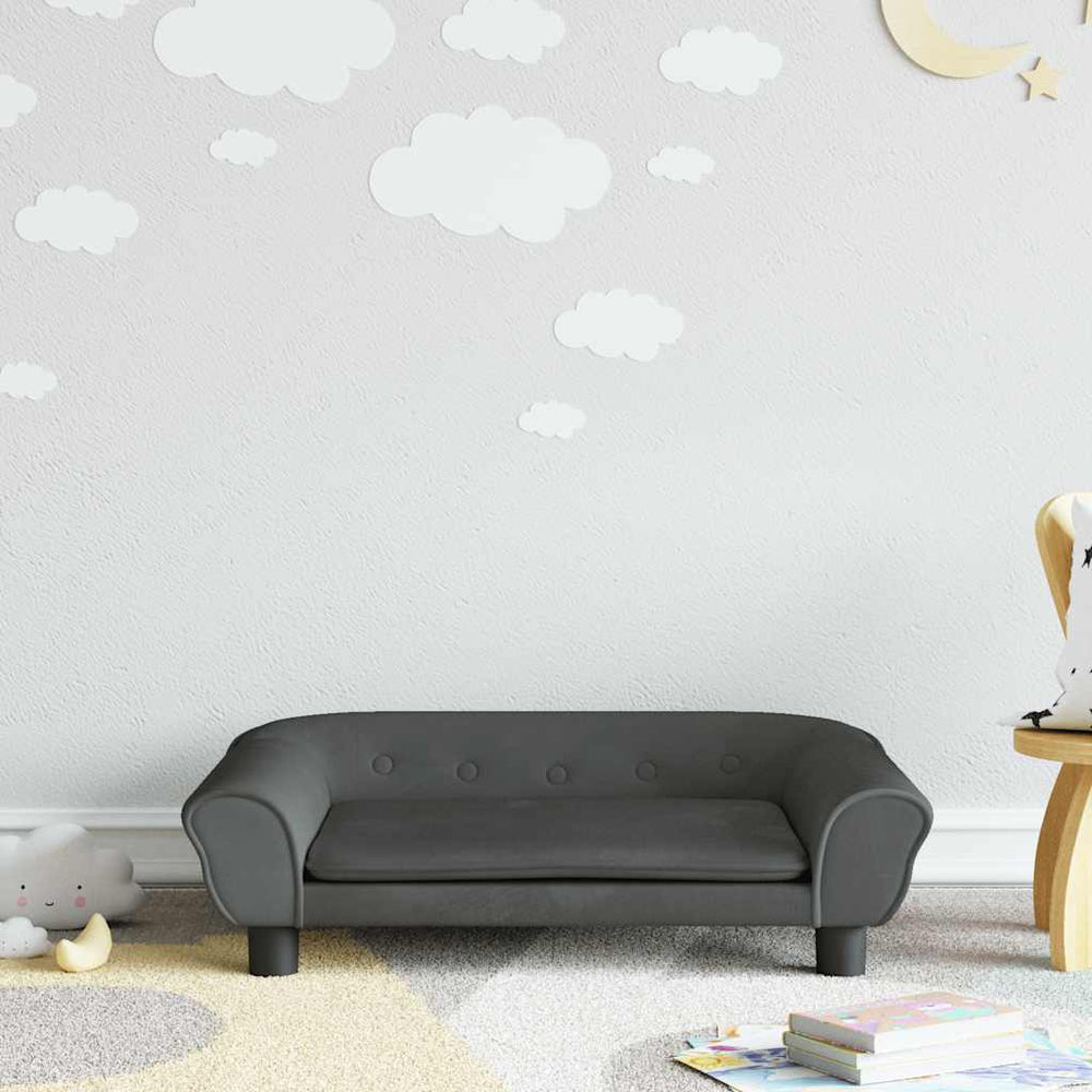 Kindersofa Dunkelgrau Samt 70x45x26 cm