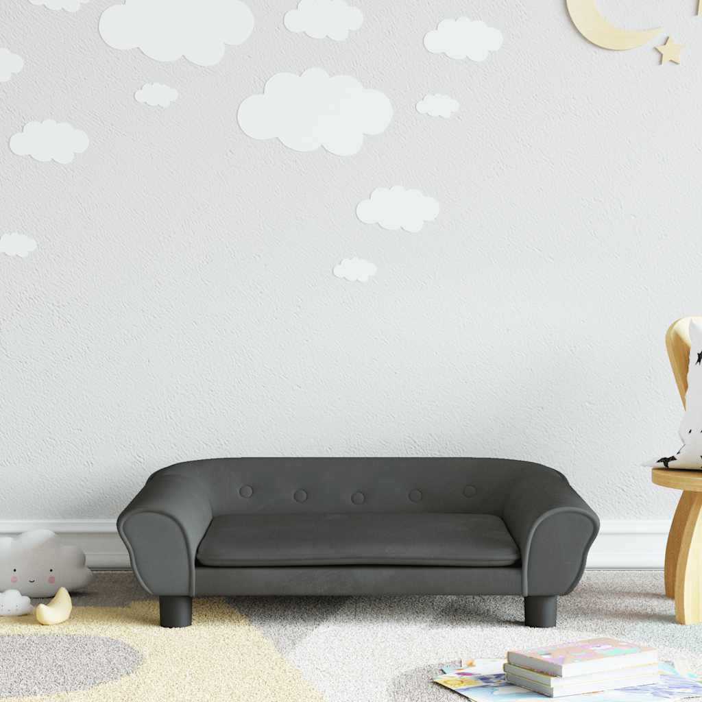 Kindersofa Dunkelgrau Samt 70x45x26 cm