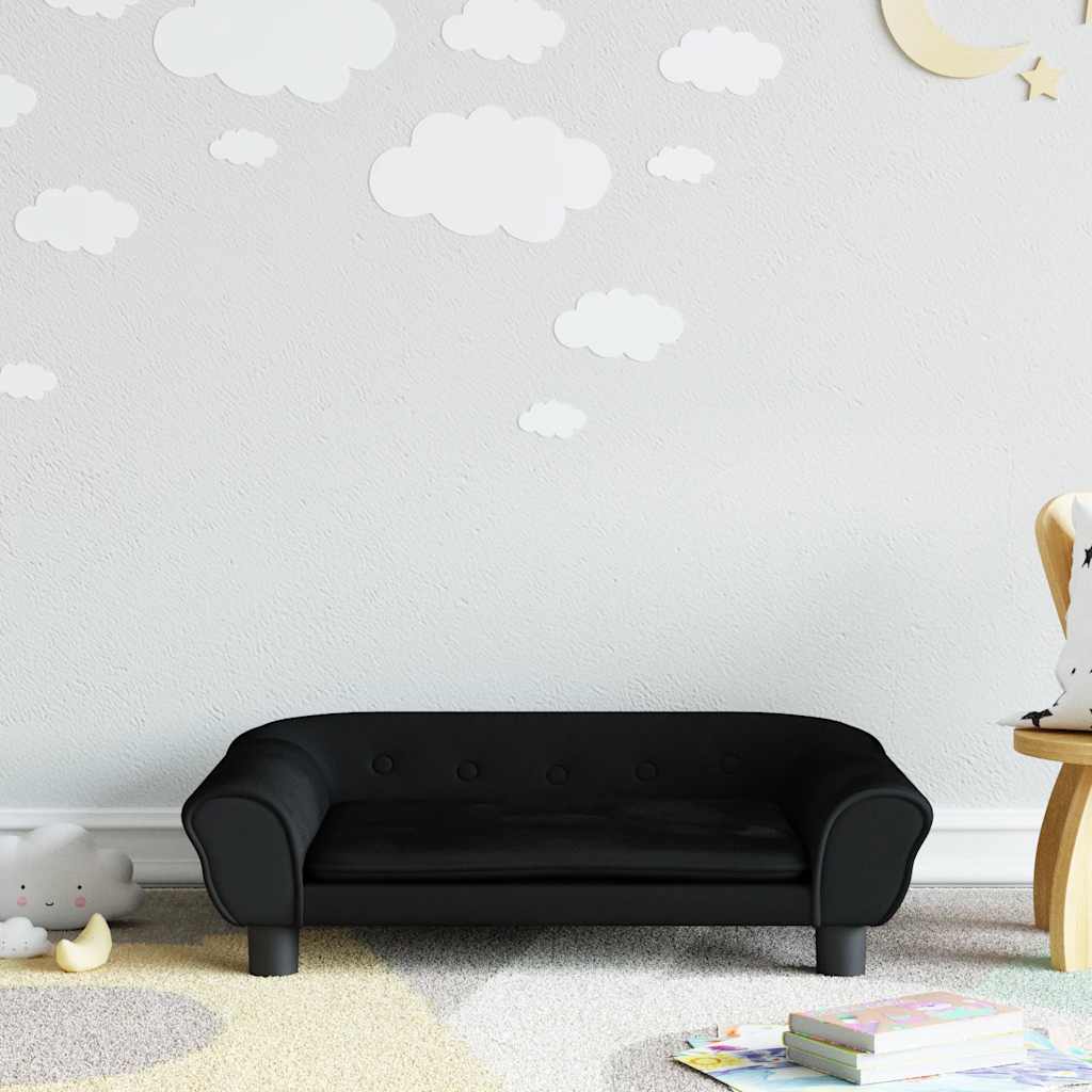 Schwarzes Kindersofa Samt 70x45x26 cm