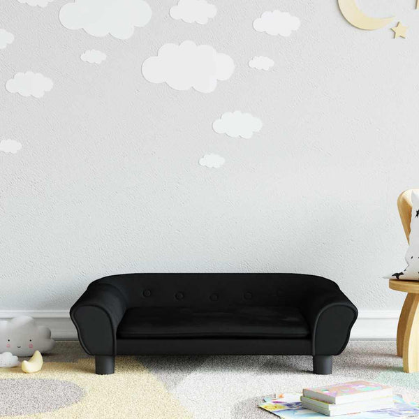 Schwarzes Kindersofa Samt 70x45x26 cm