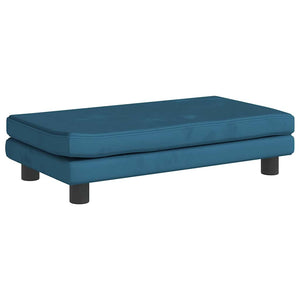 Blaues Kindersofa mit Hocker, Samt
