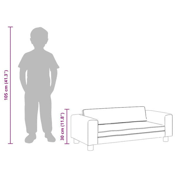 Kindersofa mit Hocker Rosa Samt 100cm