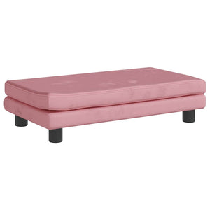 Kindersofa mit Hocker Rosa Samt 100cm