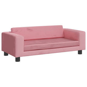 Kindersofa mit Hocker Rosa Samt 100cm