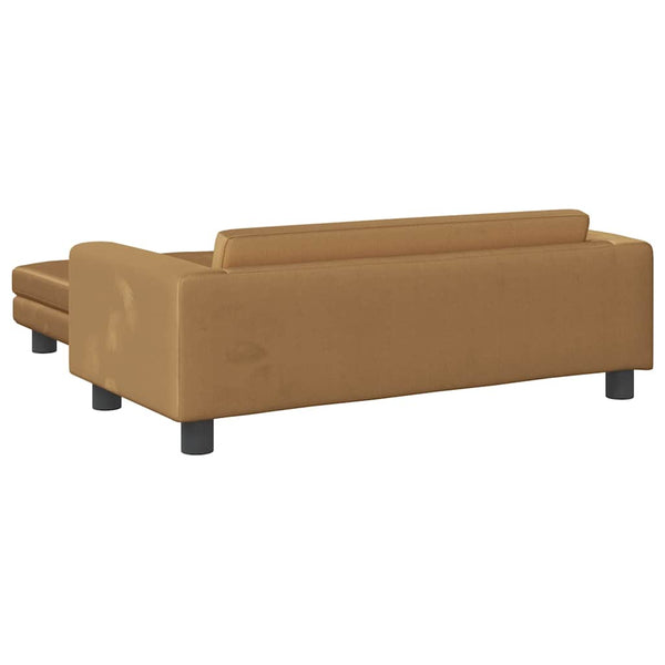 Kindersofa mit Hocker Braun Samt