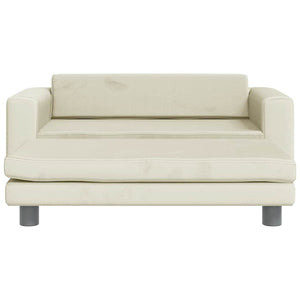 Kindersofa mit Hocker Creme Samt