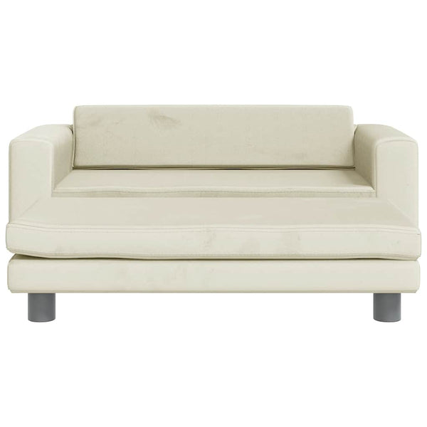 Kindersofa mit Hocker Creme Samt