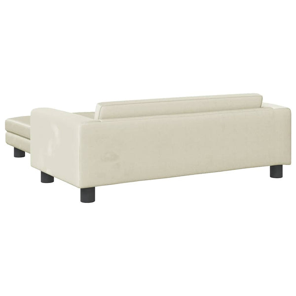 Kindersofa mit Hocker Creme Samt