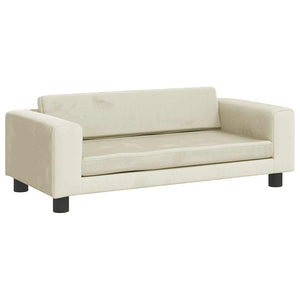 Kindersofa mit Hocker Creme Samt