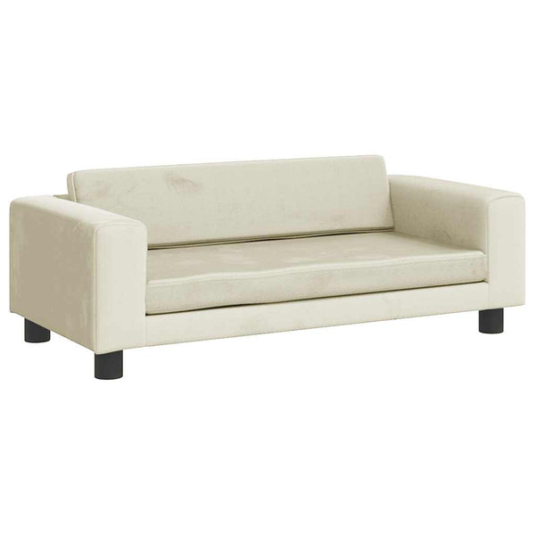 Kindersofa mit Hocker Creme Samt
